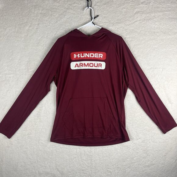 Under Armour Men's‎ Velocity Wordmark Long Sleeve Hoodie Maroon Size Large - Picture 1 of 6